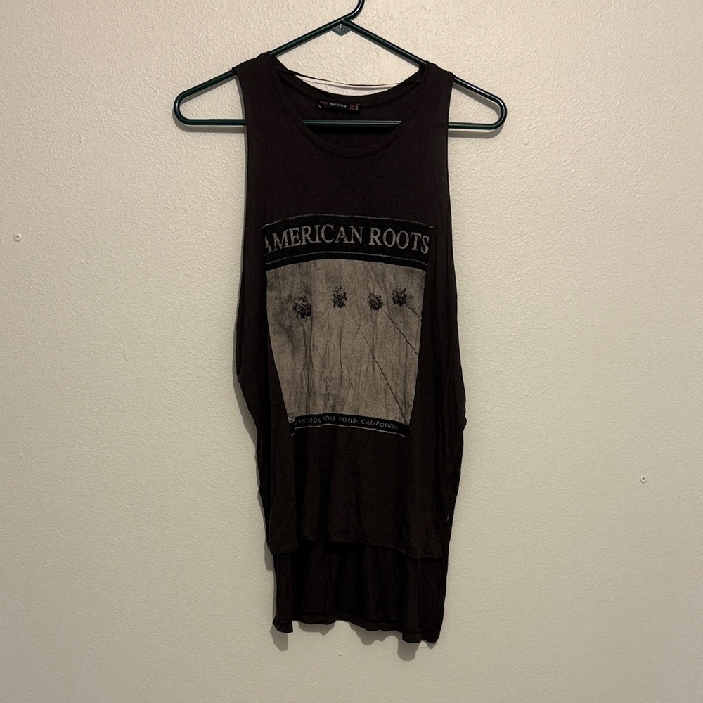 Bershka Black Graphic Muscle Tee